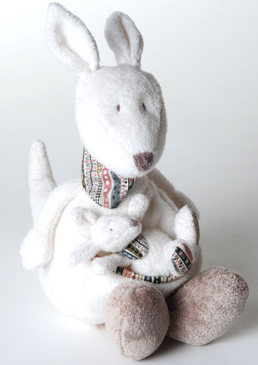  yilenn kangourou avec bébé peluche medium blanc gris bandana 